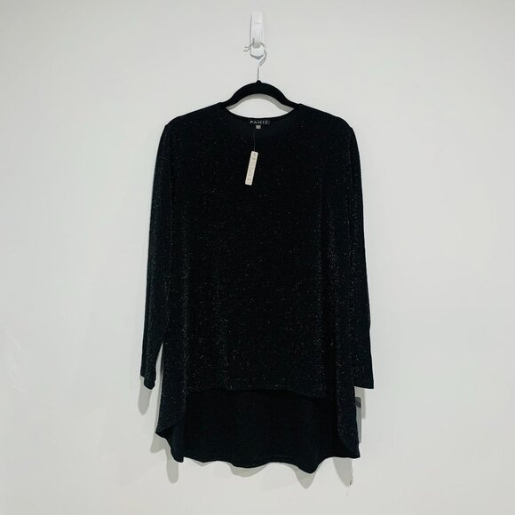 Paniz New York Women Black Long Sleeve Glittery Blouse Size XL - Picture 1 of 8